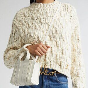 Chloe Mini Woody Tote Bag White Leather Chloé